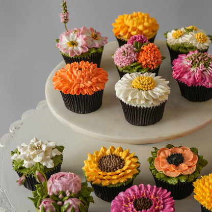 Çiçekli Cupcake Süsleme
